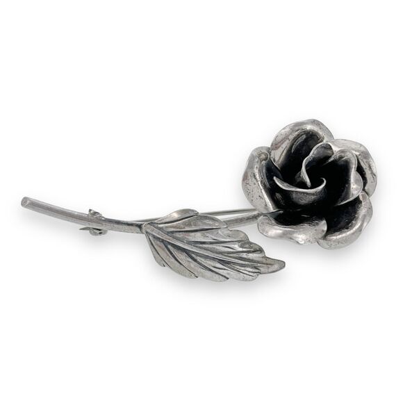 Vintage Danecraft Sterling Silver 925 Flower Rose Pin Brooch - Picture 1 of 4
